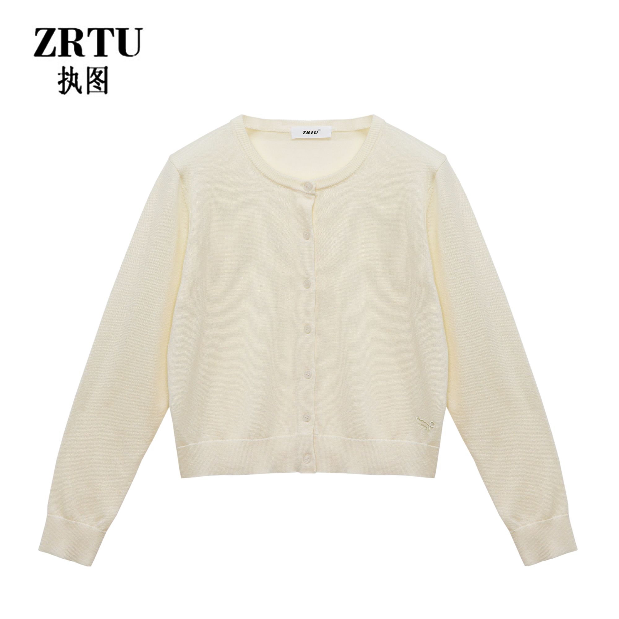 ZRTU/执图（自播）2025秋季新款气质百搭设计感圆领纯色长袖针织衫