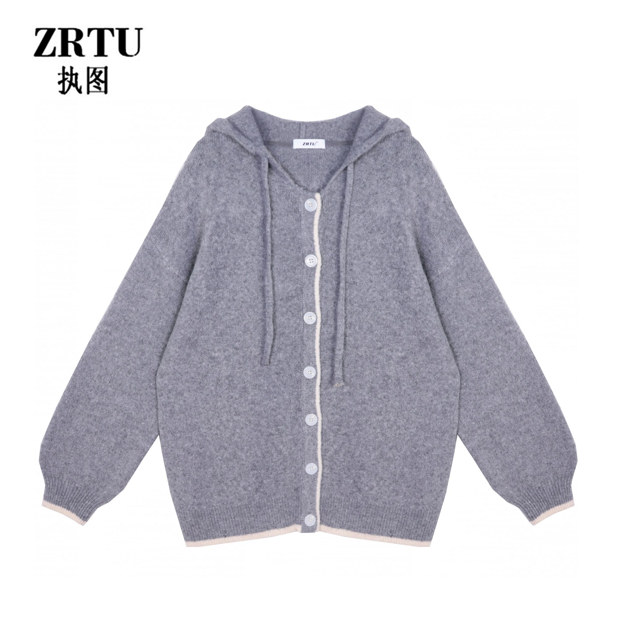 ZRTU/执图2025秋季新款连帽开衫毛衣外套慵懒风软糯针织衫