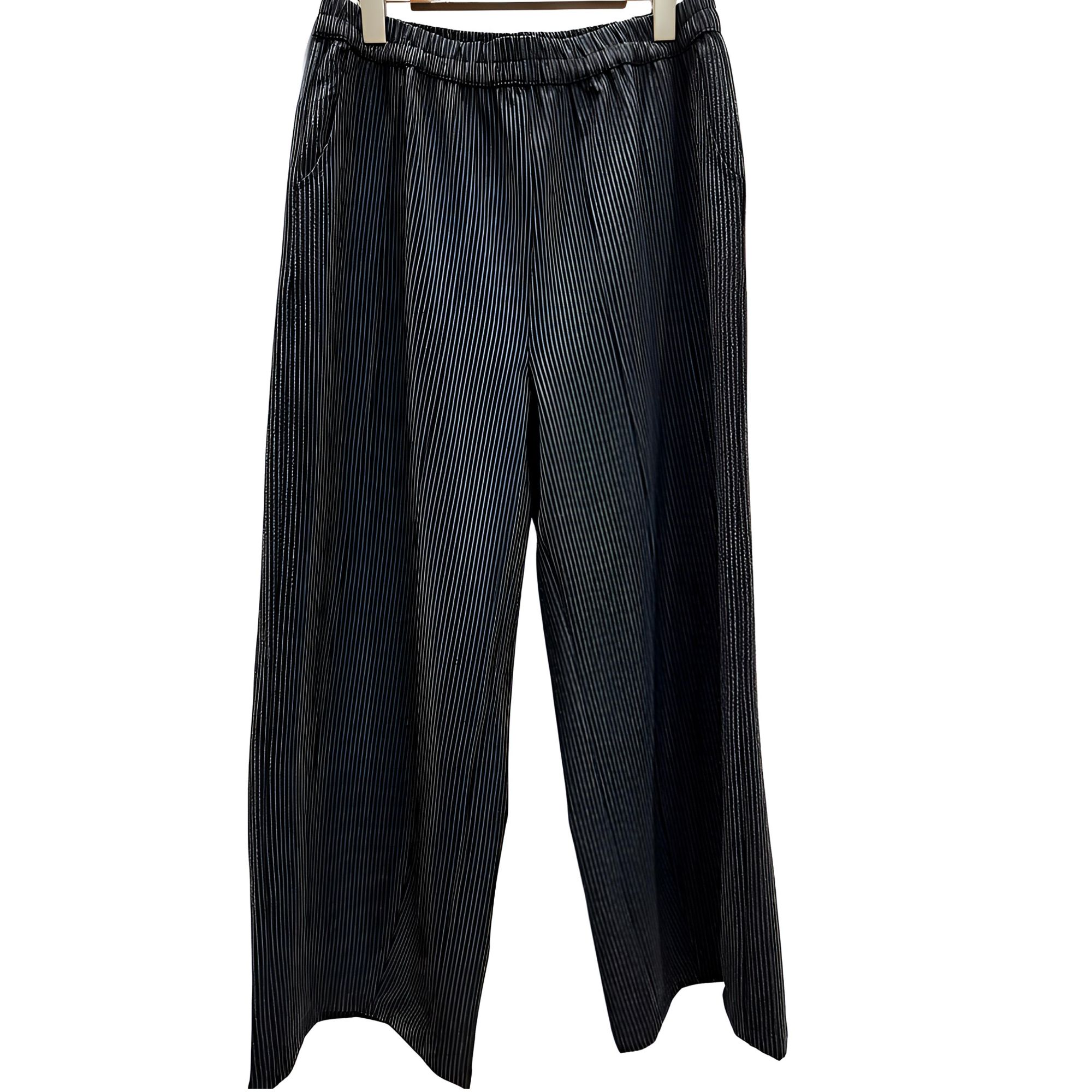 2025大码女装TY2335-1新款条纹大直筒裤休闲百搭宽松