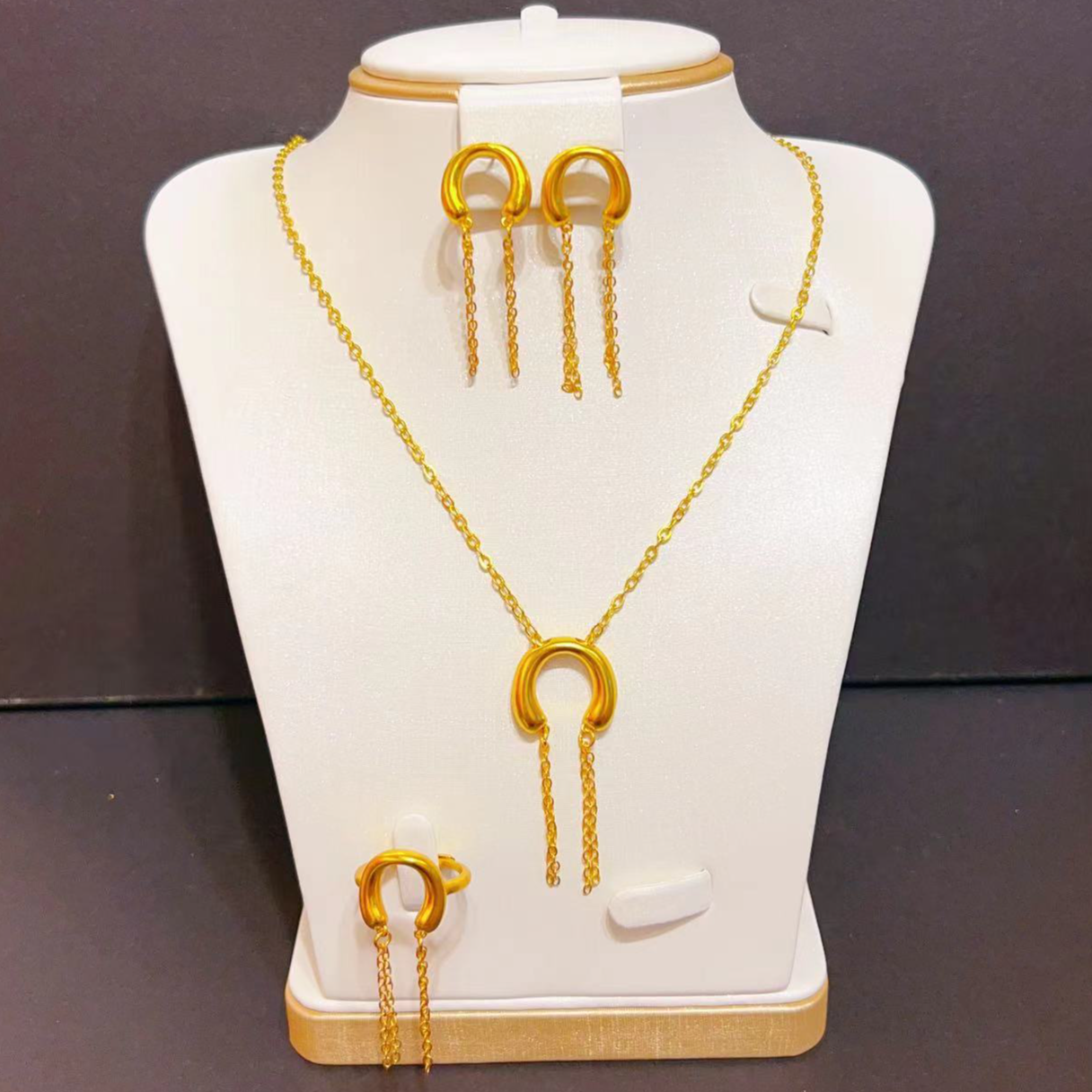 铜合金吊坠 铜合金 新款233U型流苏耳环项链戒指 精致nipal