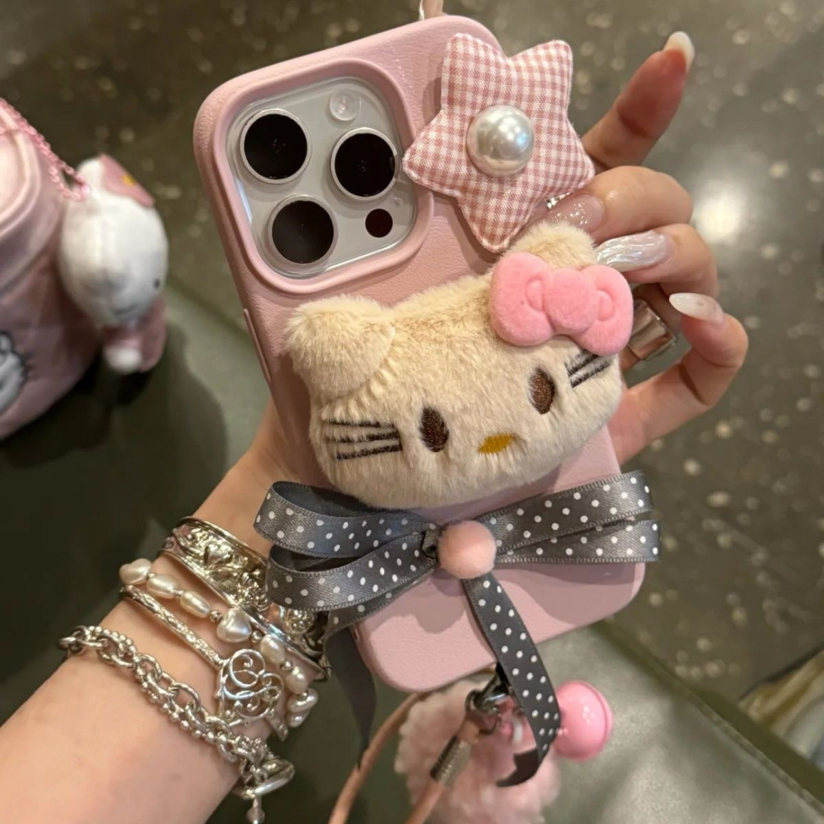 创安嘉毛绒KT适用苹果华为vivo小米oppo手机壳iphone16/15/14软壳