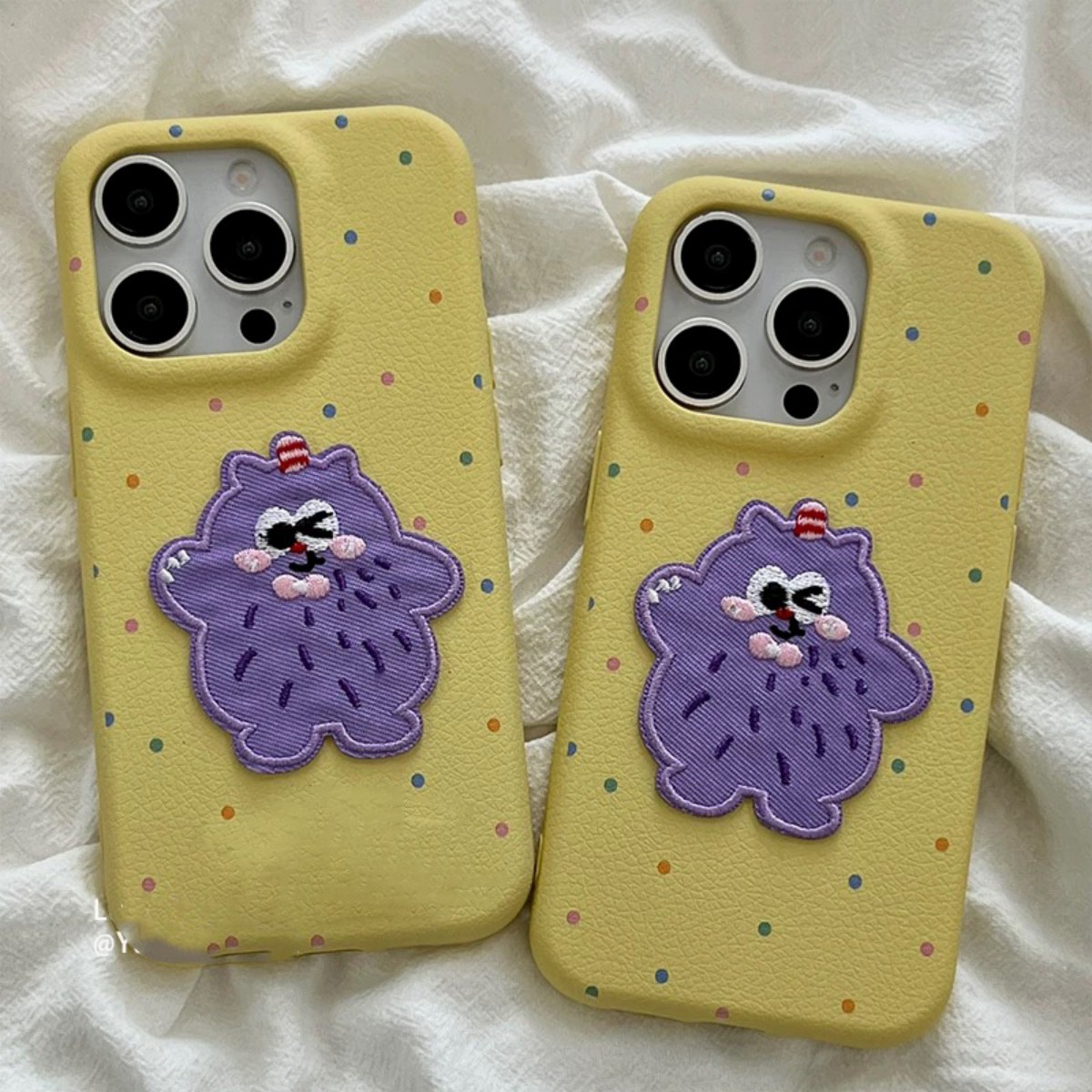 怪兽刺绣适用苹果16promax手机壳iPhone15/14/13新款12全包plus女