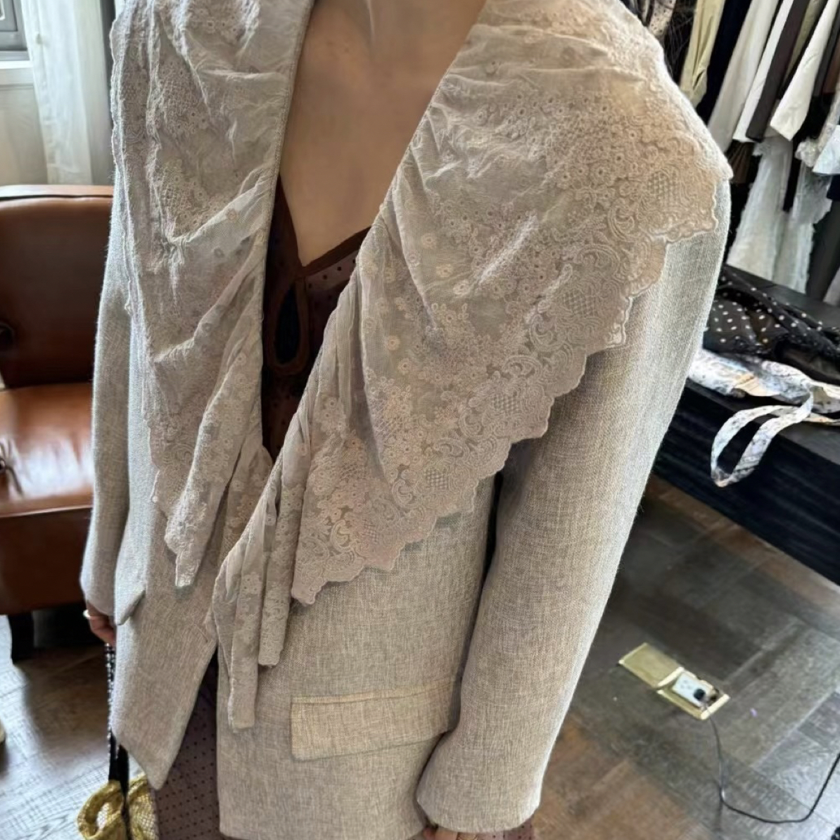 409-699百搭西装夏季设计师外搭女秋冬法式韩系INS风灰色保暖