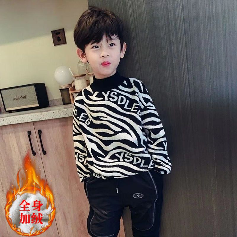 儿童装男童冬装加厚毛衣2023新款中大童男孩秋冬款套头洋气韩版潮