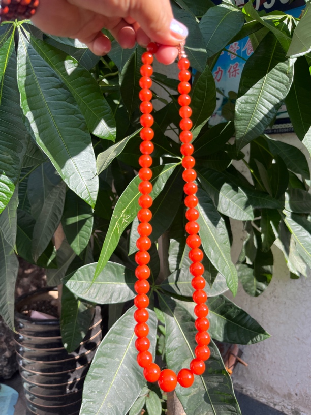 南红玛瑙 四川凉山 联合料 樱桃红 塔链 项链
