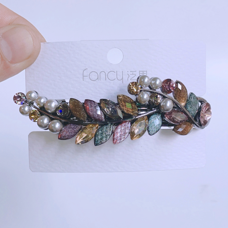 五彩麦穗夹子头饰发夹女后脑勺高端奢华顶夹半扎发弹簧发卡妈妈