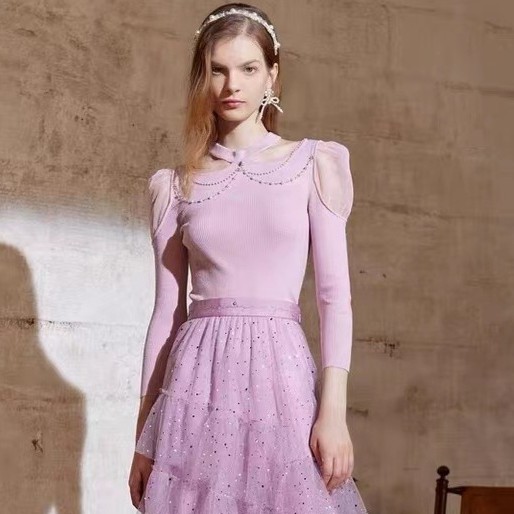 MAXRIENY蝴蝶领针织衫2021秋季新款女士长袖毛衫洋气