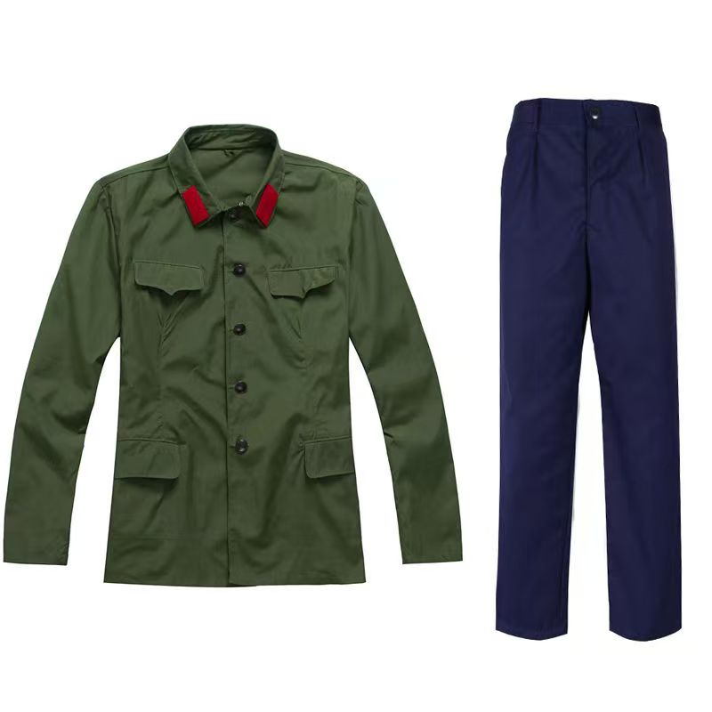 涤卡套装上绿下蓝胶木扣