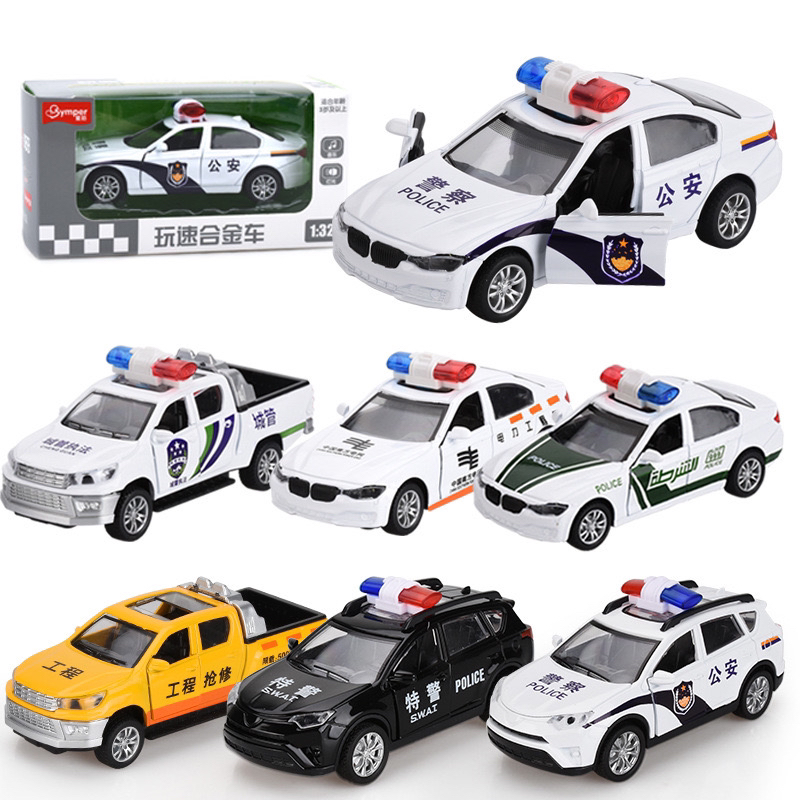 1:32合金警车回力声光小汽车