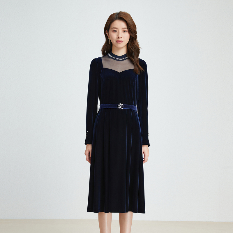 珂莱蒂尔 新款商场同款丝绒社交礼仪连衣裙KF10981Q7