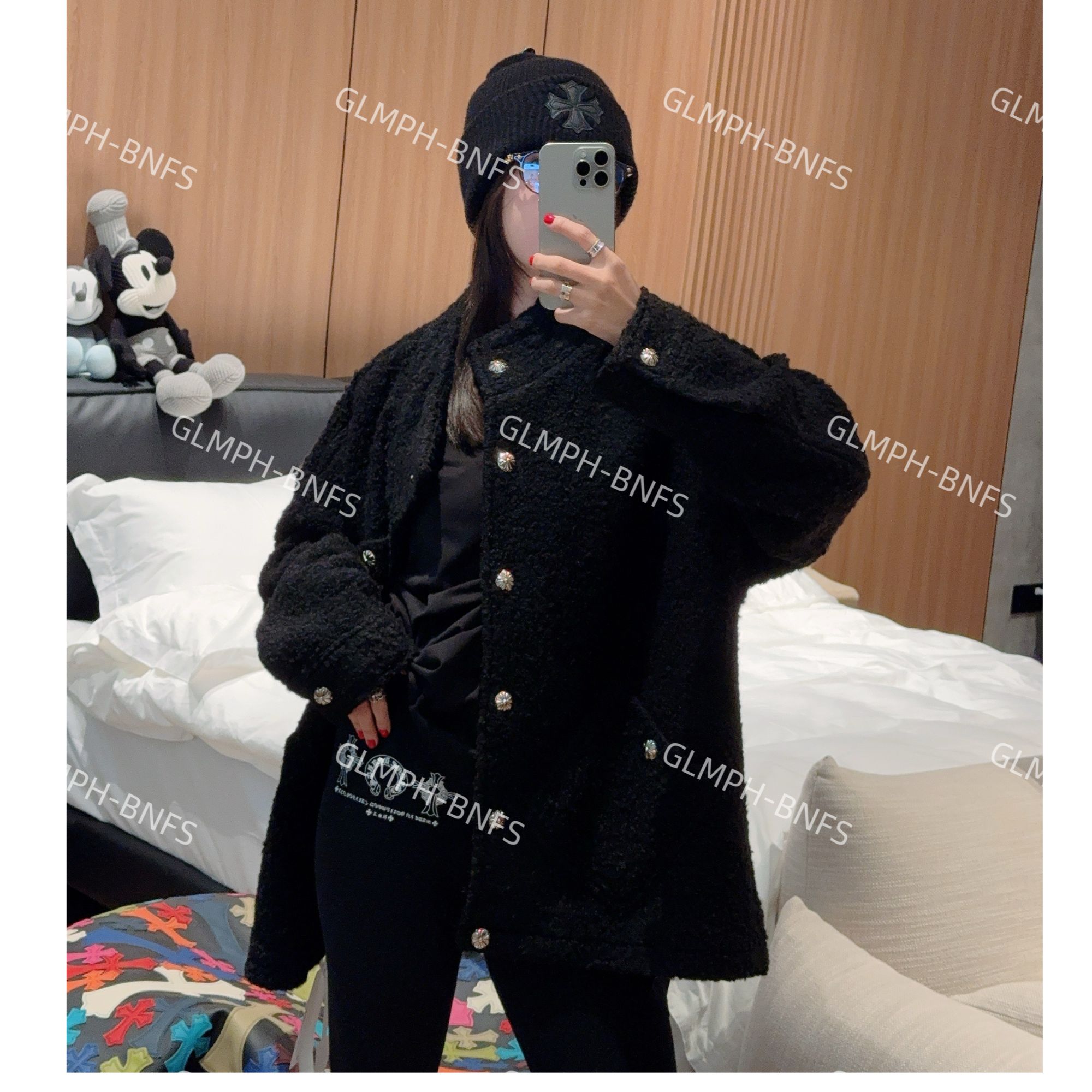 GLMPH-BNFS【十字羊毛】宽松立领单排扣冬季百搭秋冬上衣-686