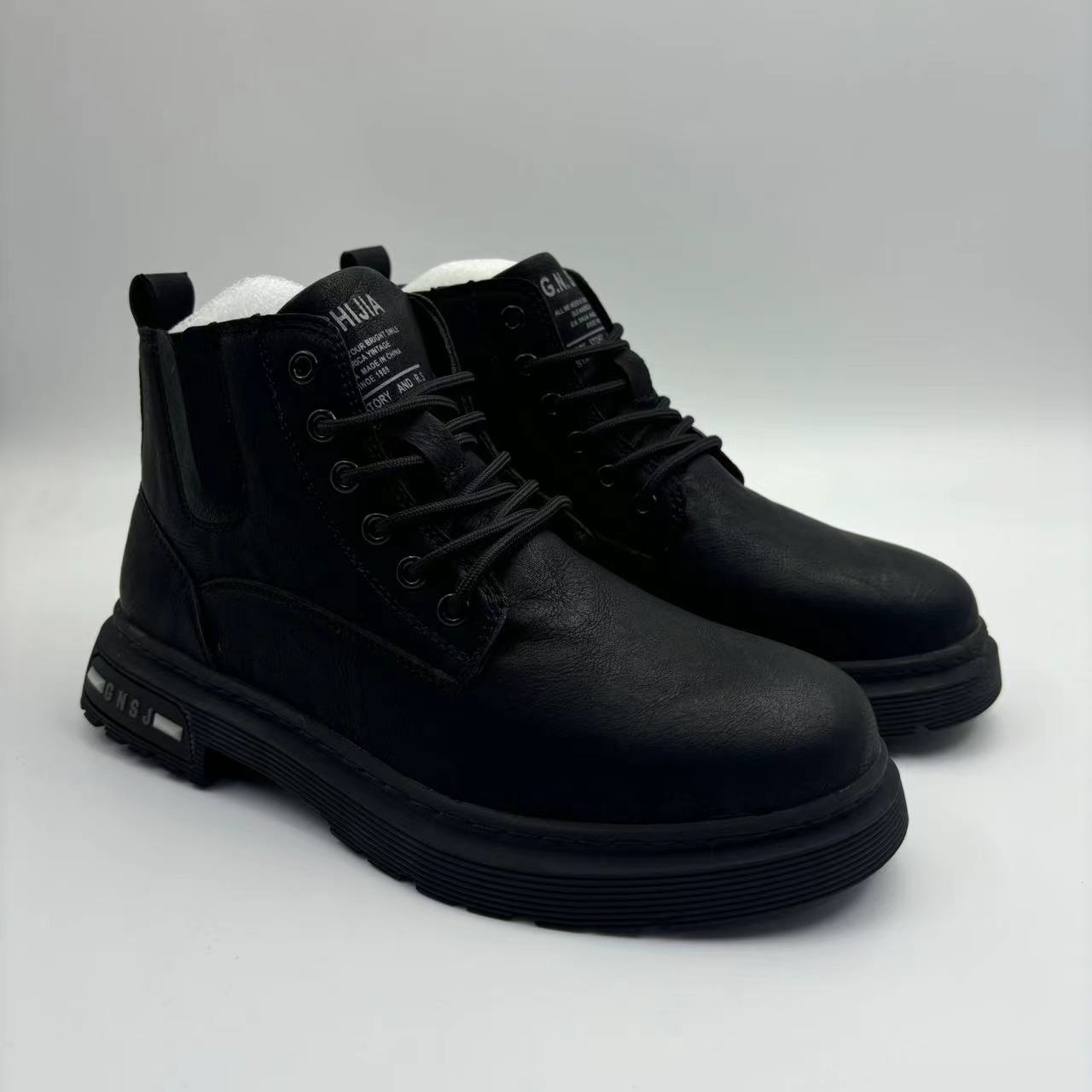 GN122101250M黑色男士马丁靴百搭风复古高帮皮靴