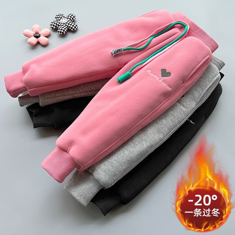 【现货秒发】女童裤子加绒加厚三层加超厚冬季宝宝外穿卫裤一条b
