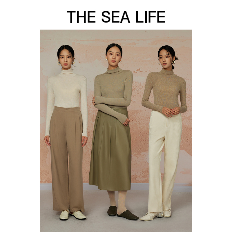 THESEALIFE 绵羊毛高领针织衫秋季显瘦打底衫轻暖毛衣13067