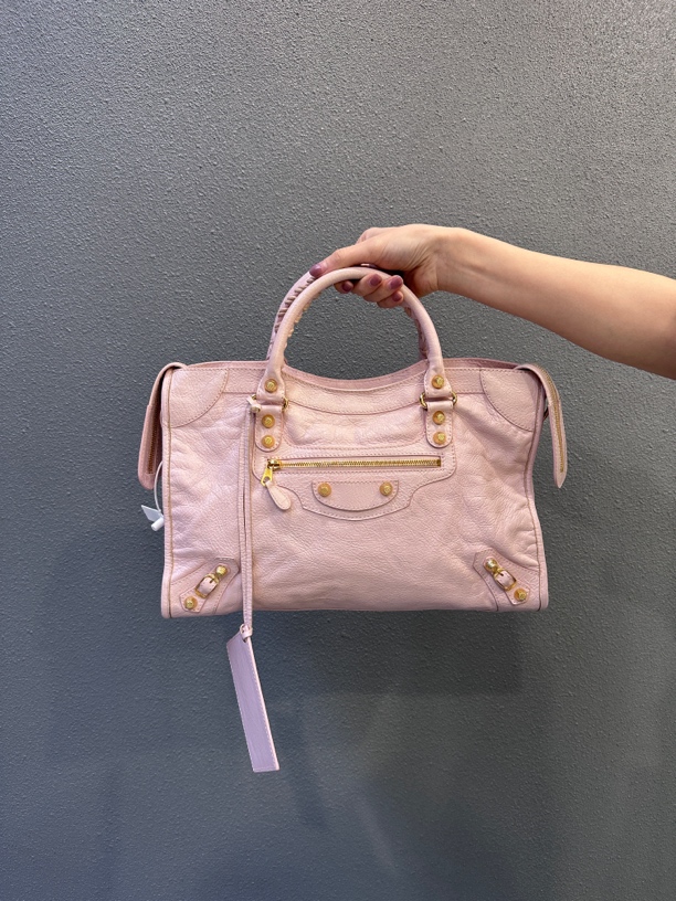 95新 Balenciaga/巴黎世家 青木中古粉金机车（中号）