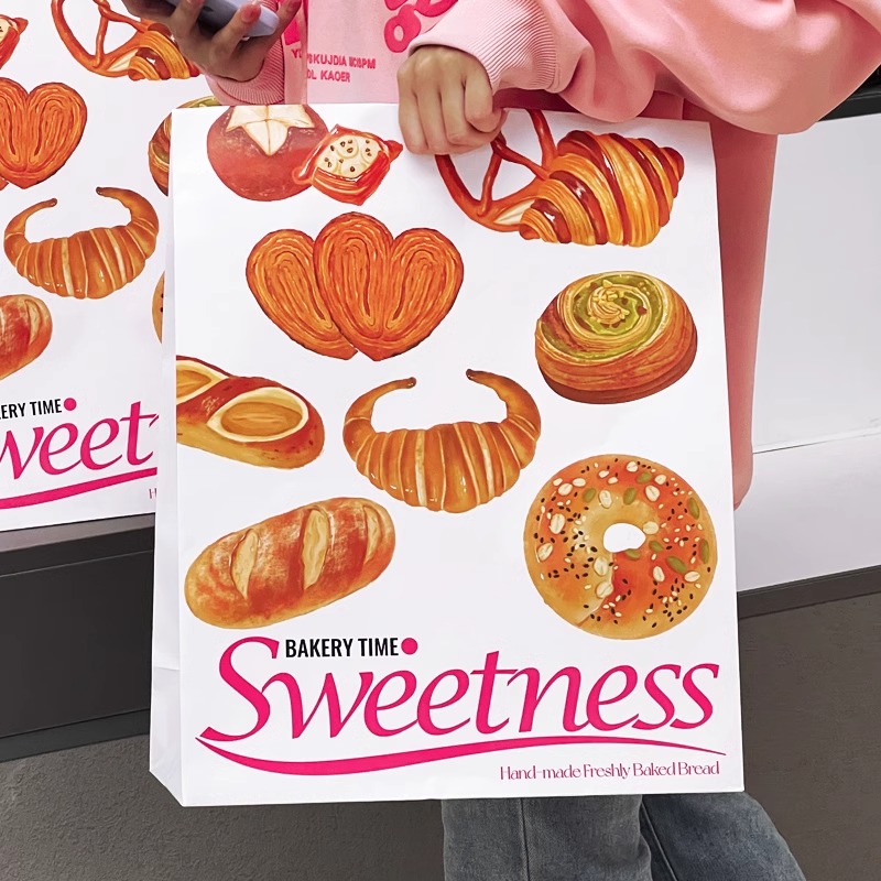 【可颂】同款超大白色牛皮纸袋烘焙店面包吐司ins抱抱袋定制logo