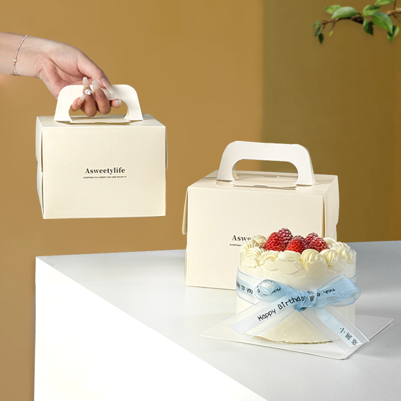 【asweet】3寸4寸可撕生日西点盒蛋糕盒手提开窗切件法甜慕斯包装