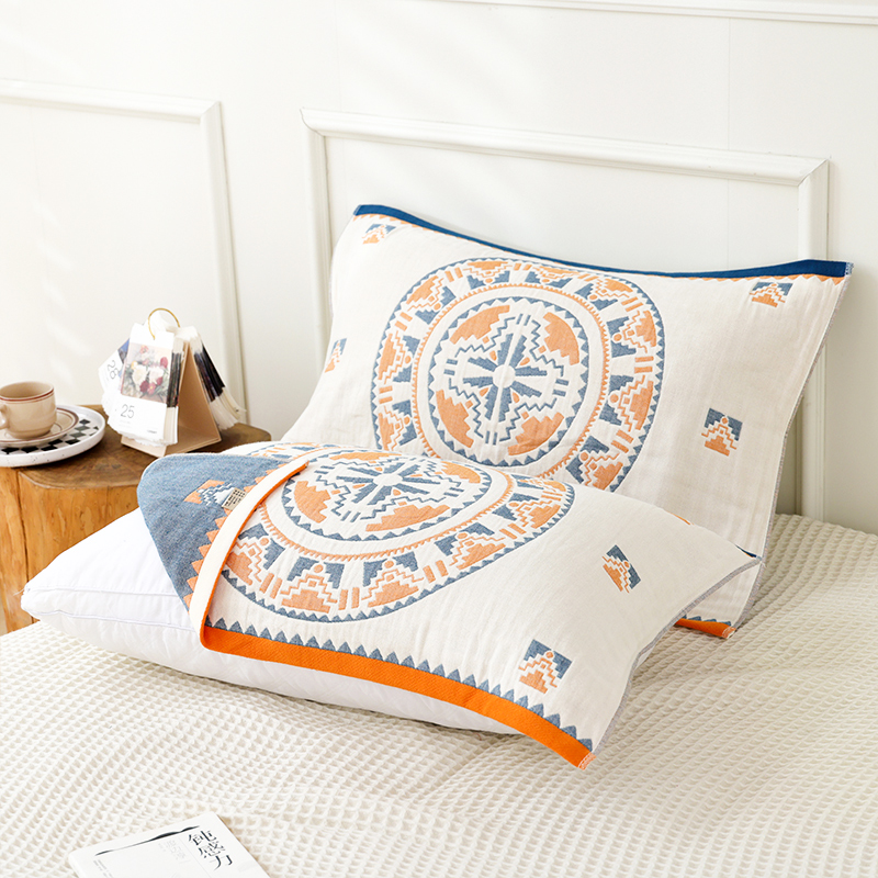 枕巾纯棉一对装家用全棉纱布2024新款夏季亲情侣成人枕头垫巾加厚