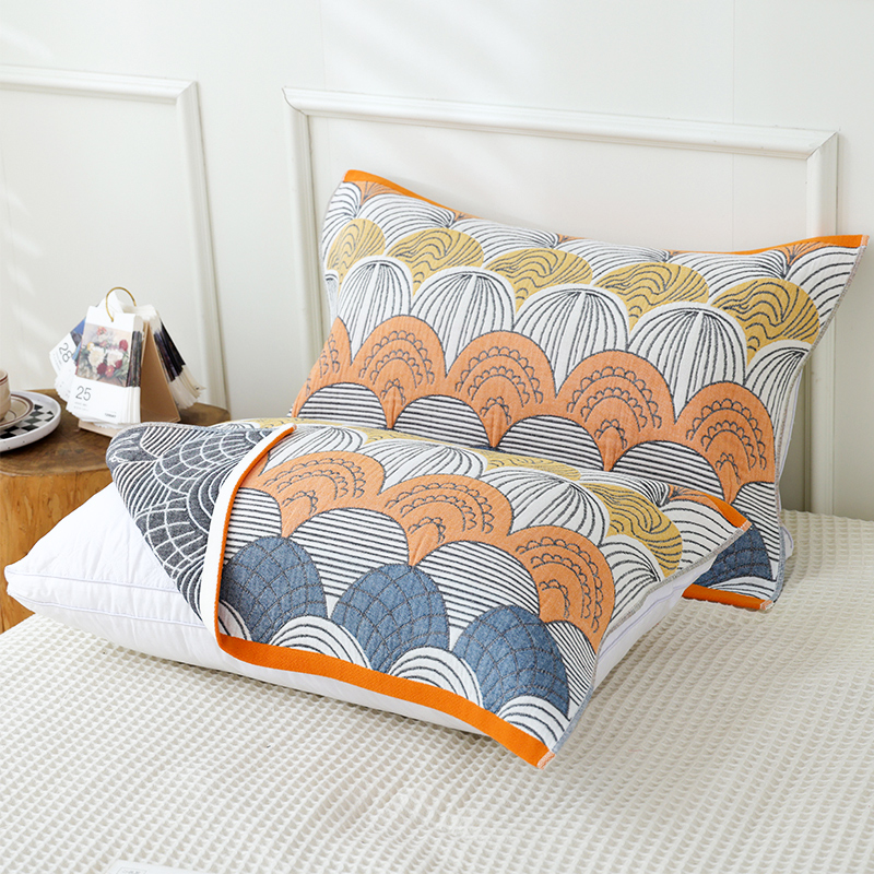 纯棉纱布枕巾一对装柔软单人情侣家用成人高档加大加厚欧式吸汗