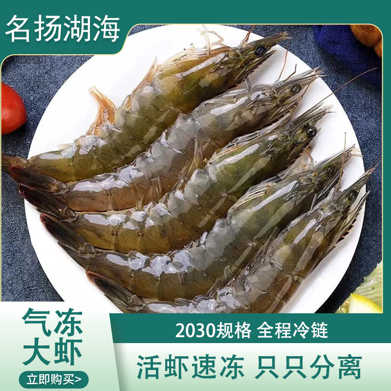 气冻2030青岛大虾净重3斤约40只左右活虾速冻新鲜海虾
