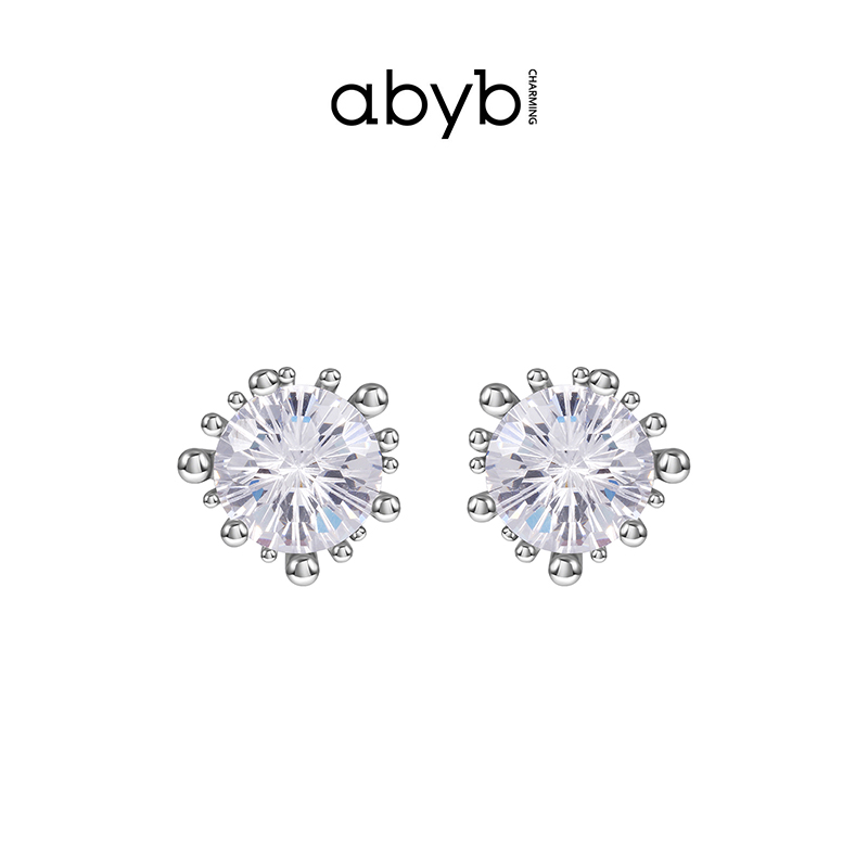 铜合金合成锆石耳饰 ABYBCHARMING 繁花一瞬耳环耳钉气质轻奢时尚