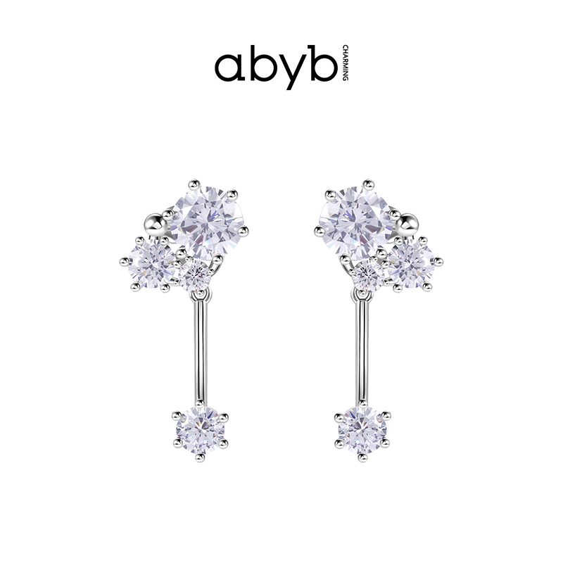 ABYBCHARMING 铜合金合成锆石耳饰  刹那芳华耳环时尚气质耳钉A