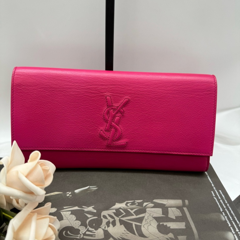 95新 YSL/圣罗兰  粉红色手拿  645 1672