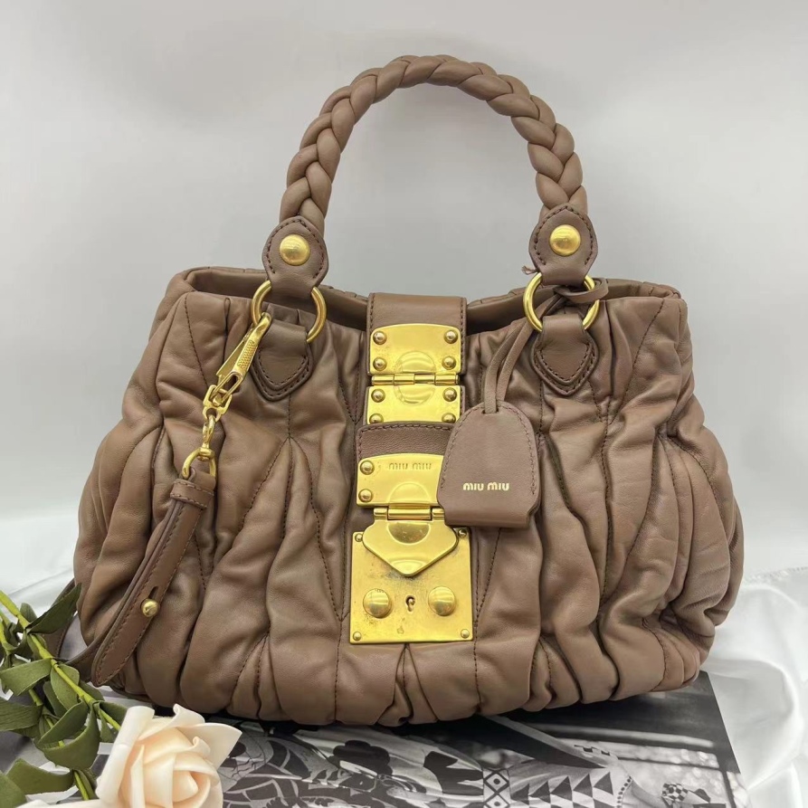 95新 MIU MIU/缪缪 褶皱元宝647 7363
