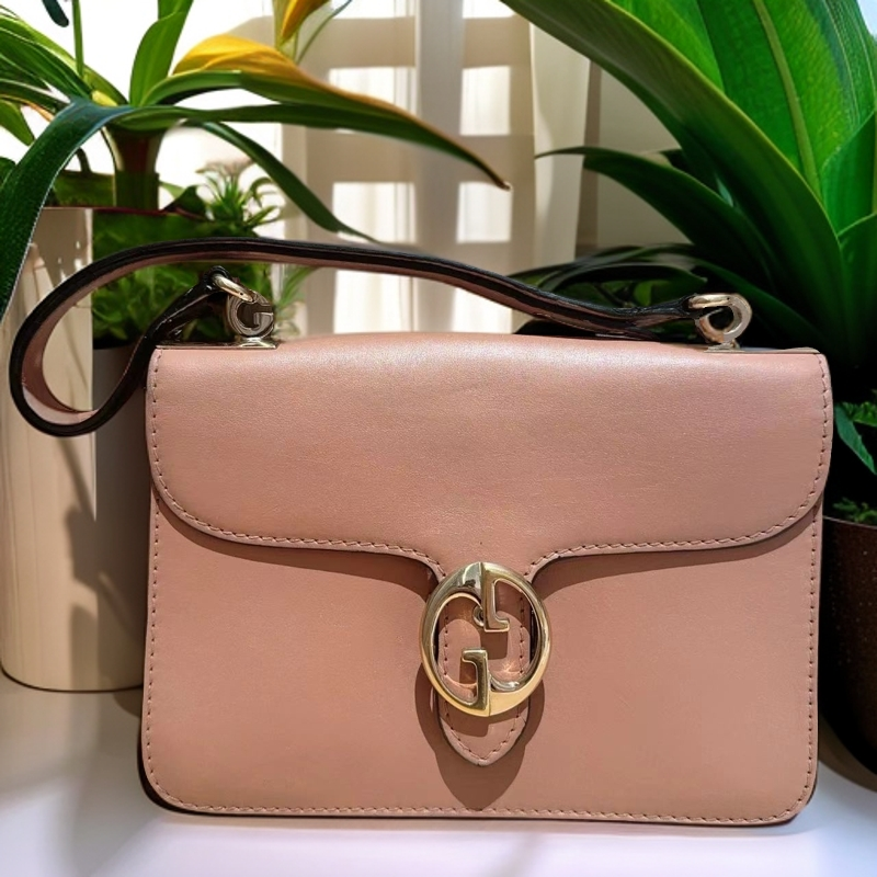 95新 GUCCI/古驰 粉色风琴手提包 1045 6925