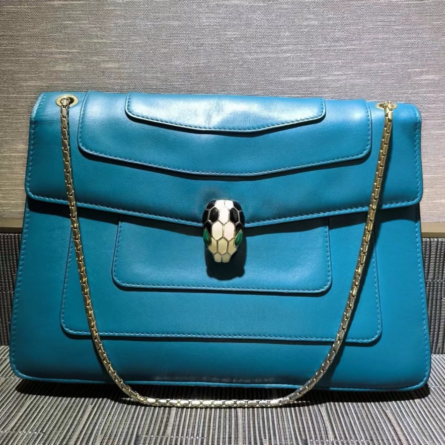 95新 BVLGARI/宝格丽 绿色蛇头包661 1508