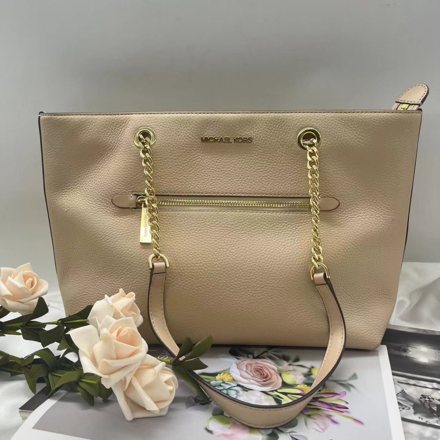 95新 MICHAELKORS/迈克高仕 奶茶色托特包668 2735