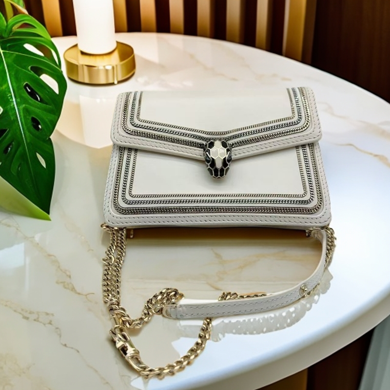 95新 BVLGARI/宝格丽 白色蛇头链条 1072 5130