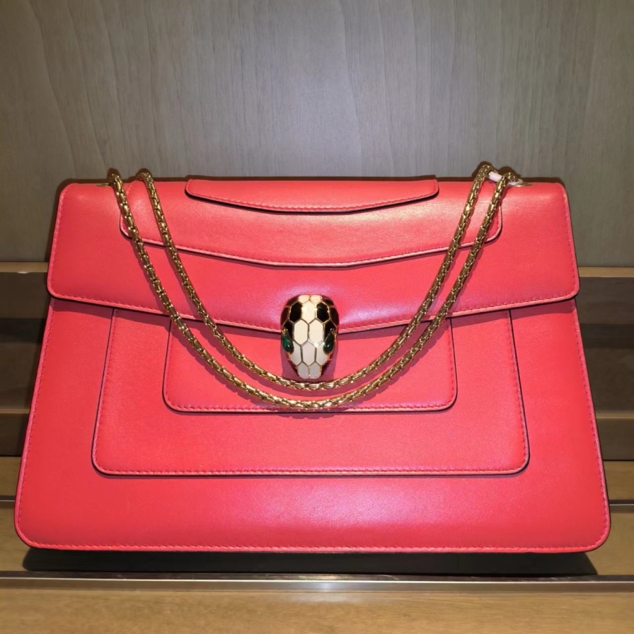 95新 BVLGARI/宝格丽 红色蛇头包665 5885