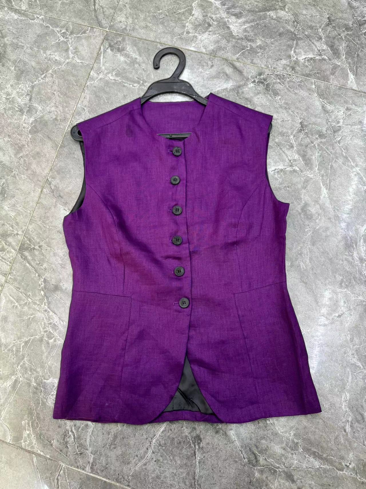 女士时尚马甲上衣马夹显瘦麻紫马甲