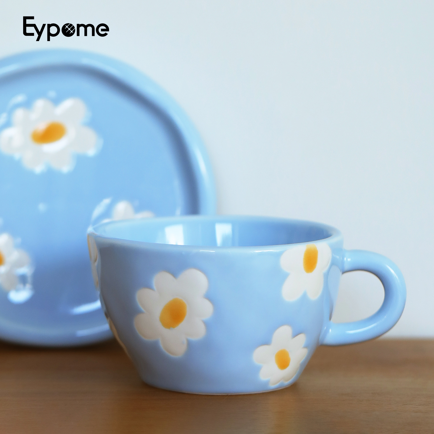 【手绘鸡蛋花】釉下彩·高颜值250ml.|陶瓷咖啡杯碟套装