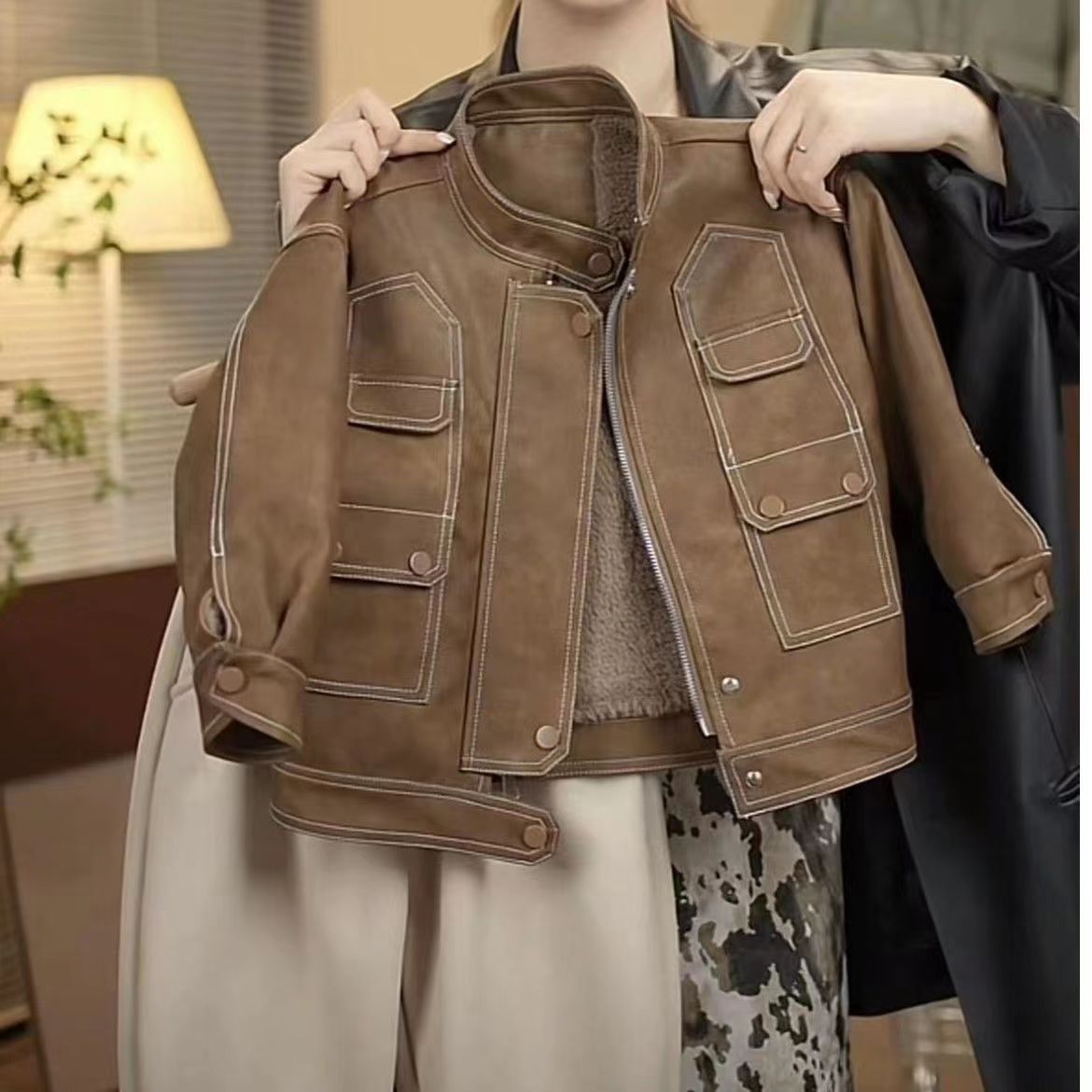 男童皮衣加厚外套2023新款冬季网红上衣儿童男孩机车服炸街皮外套