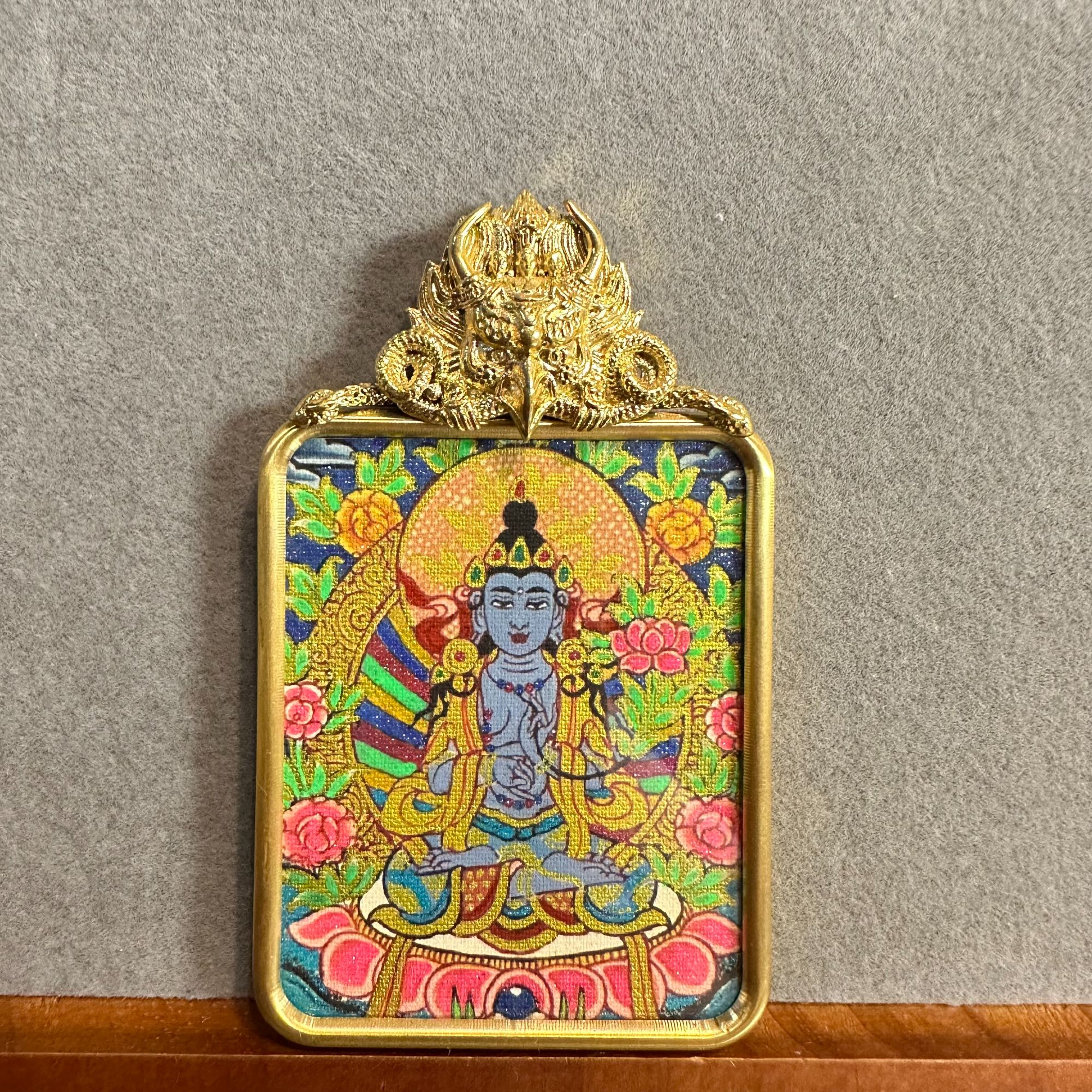 钛钢吊坠 马-大势至 唐卡 吊坠