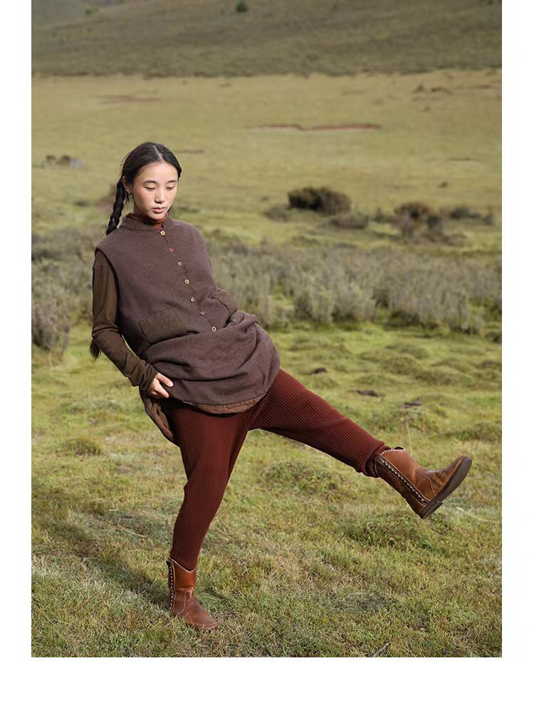 云雾里 原创设计3228复古文艺舒适保暖百搭羊毛棉混纺打底裤 