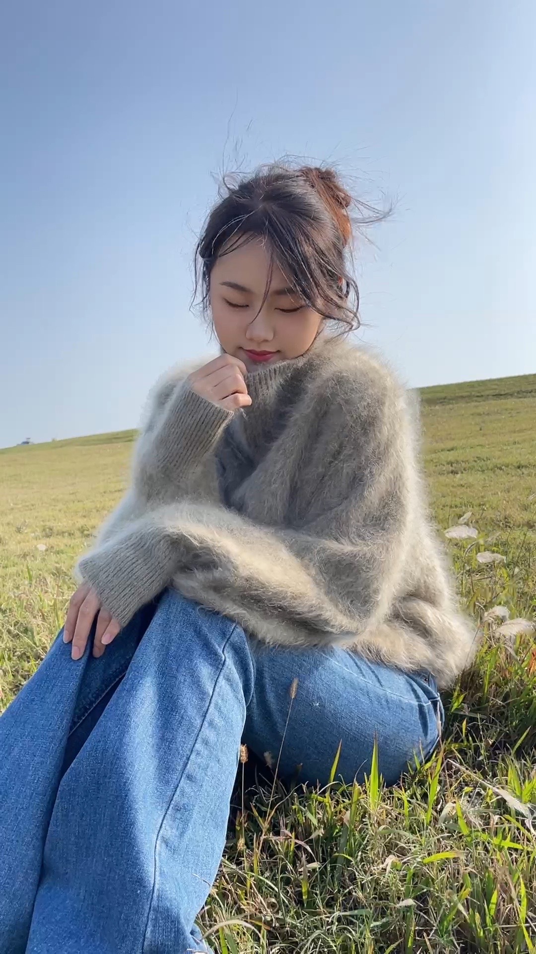 100%纯羊绒加厚拉毛羊绒衫女纯山羊绒毛衣高领套头无缝一体羊绒衫