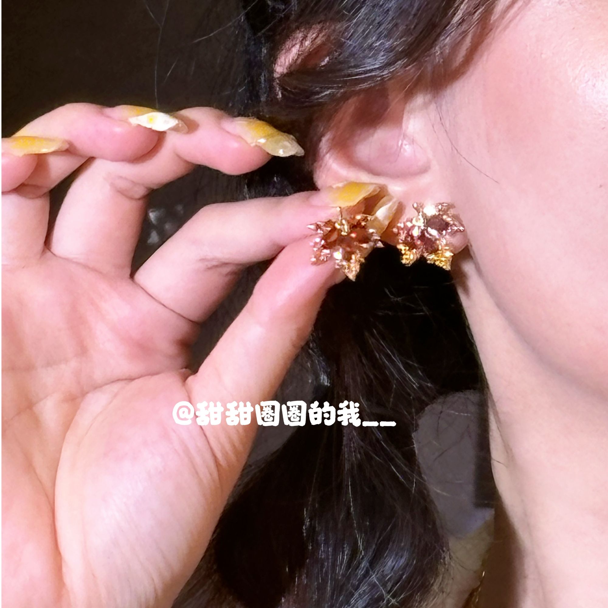 铜合金耳饰 红色枫叶耳钉女925银针宝石耳环高级感复古小众轻奢