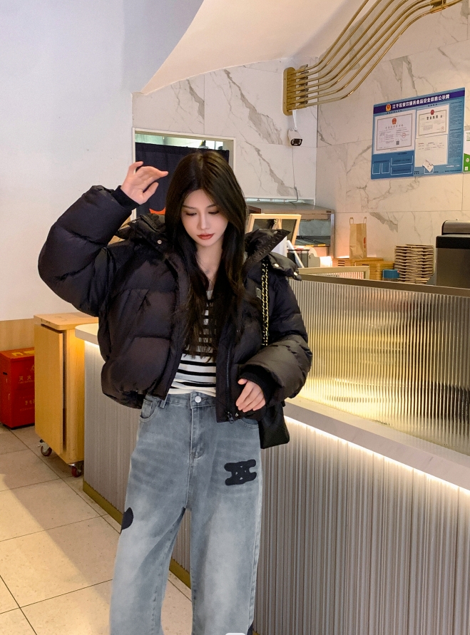 休闲羽绒服短款时尚百搭韩版冬季小香风白色女士069黑色