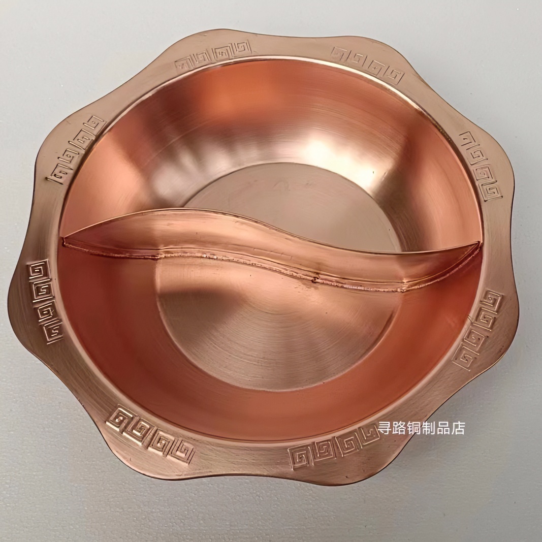 铜火锅电磁炉燃气通用八角纯紫铜黄铜鸳鸯锅清汤饭店家用纯铜火锅