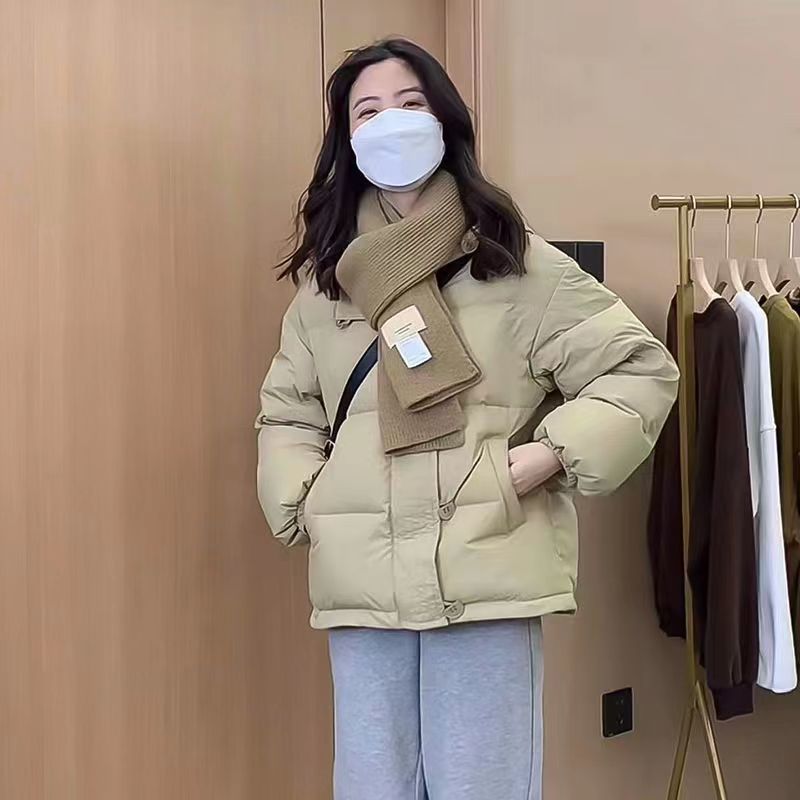 2023新款羽绒服女短款白鸭绒连帽宽松面包服学生韩版冬季外套百搭