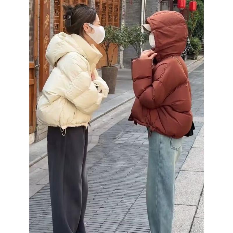 小个子羽绒服女冬季2023新款韩版加厚高级感连帽面包服短款外套