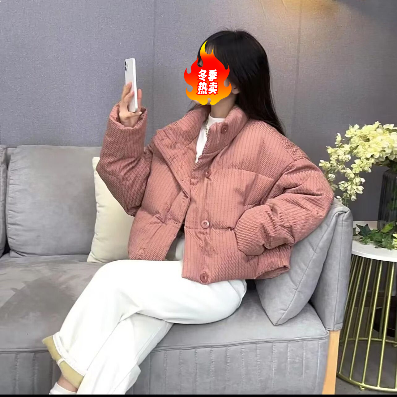 小个子短款羽绒服女冬季2023新款韩版宽松高级感加厚面包服外套