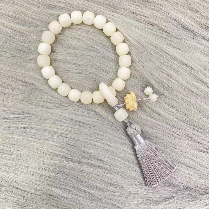 非金属木质手链 国风古风珠男女款饰品百搭复古手工莲花流苏手串