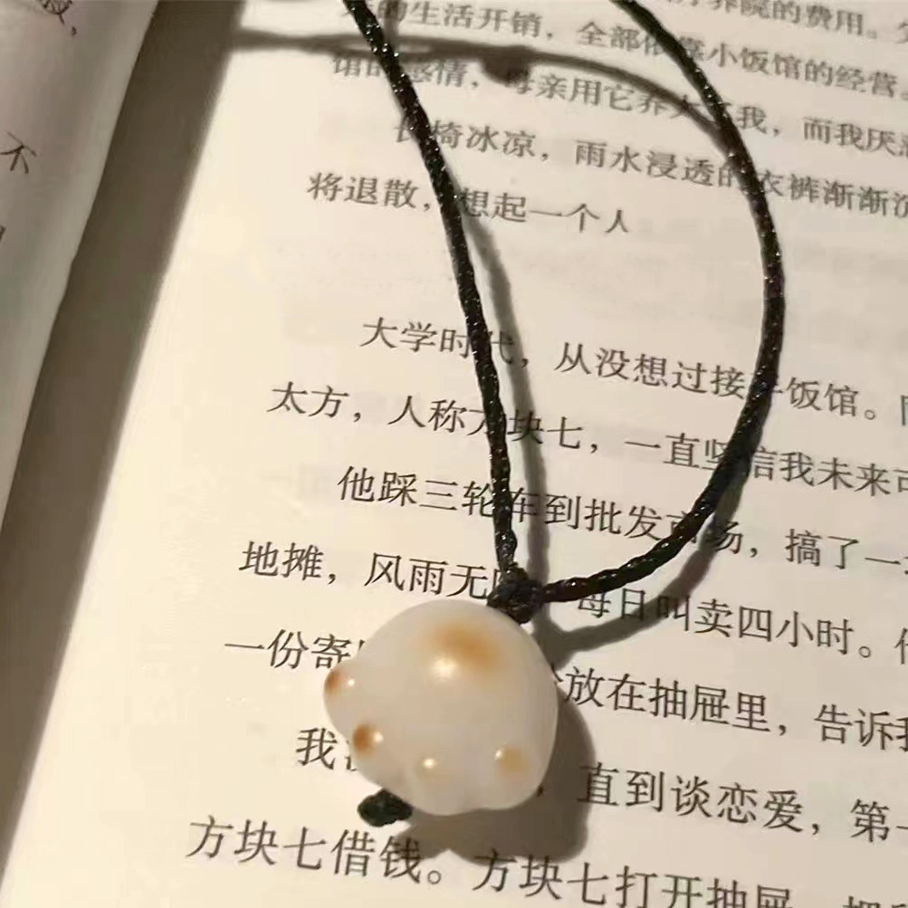 非金属木质吊坠 炭烧猫爪编织项链 简约可爱气质锁骨链 学生礼物