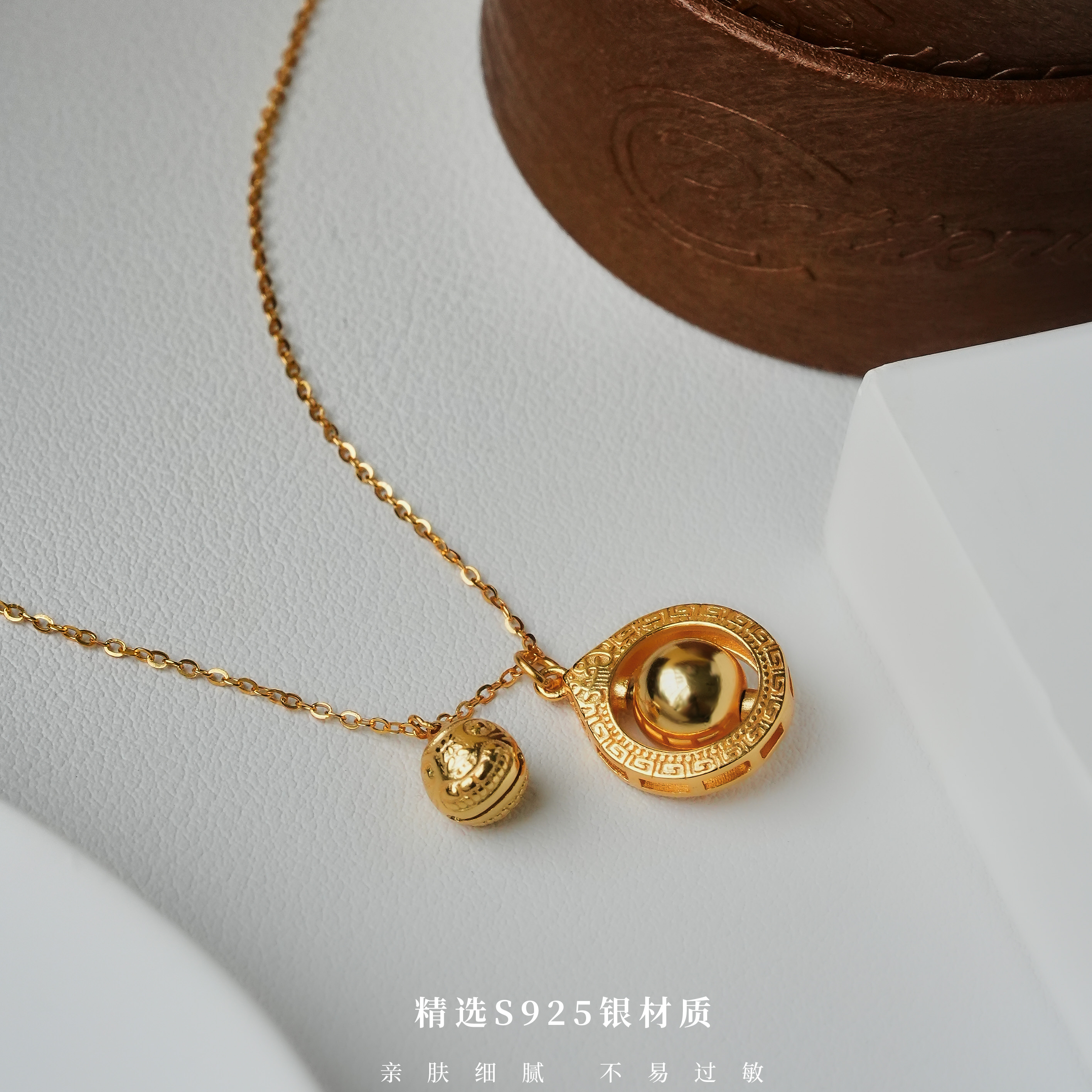 丽沁 坠链均925银 泰国复古风韦雪同款吸米星项链气质时尚百搭