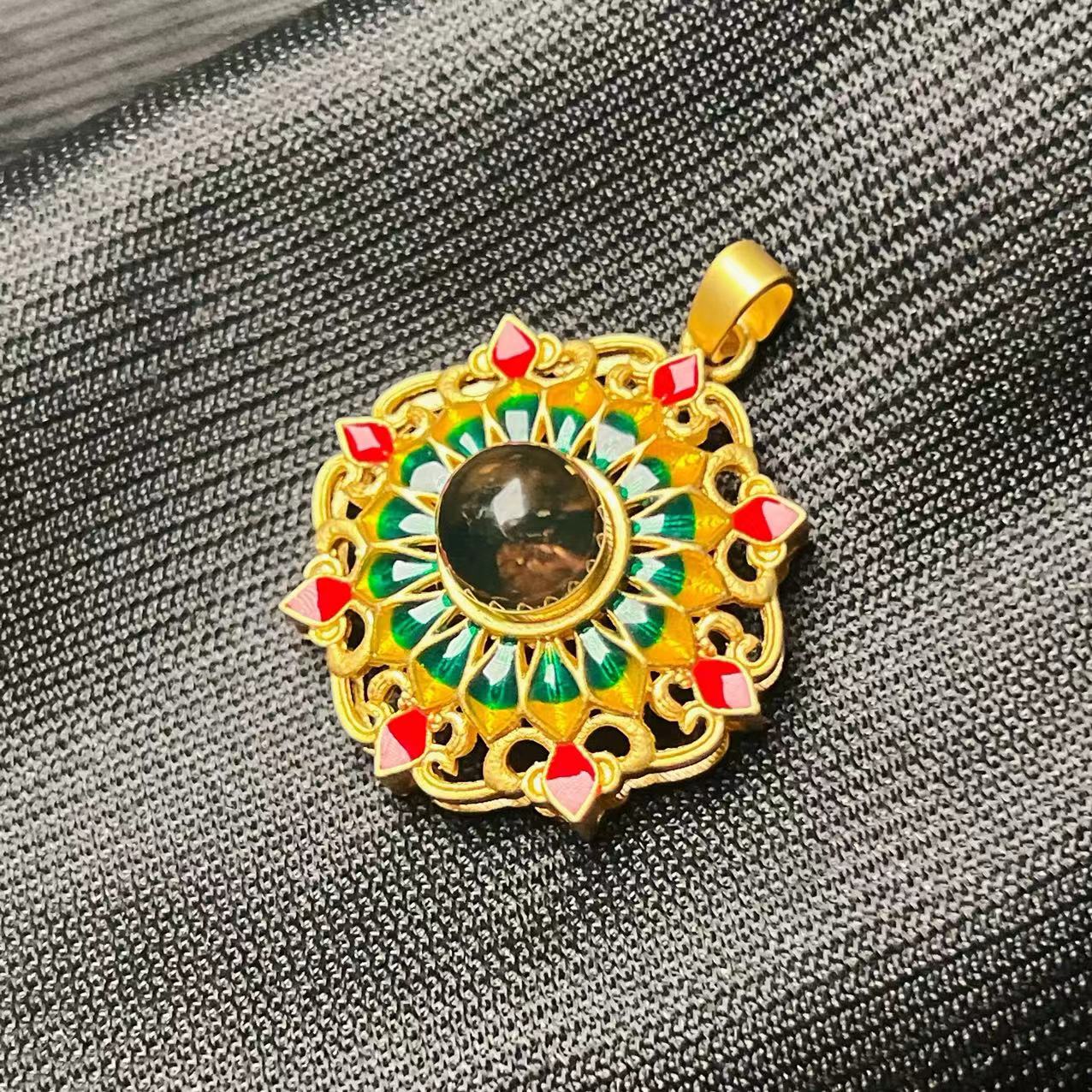 【少帅精选】档口006琥珀天然景泰蓝纯手工墨西哥天空蓝蓝珀吊坠