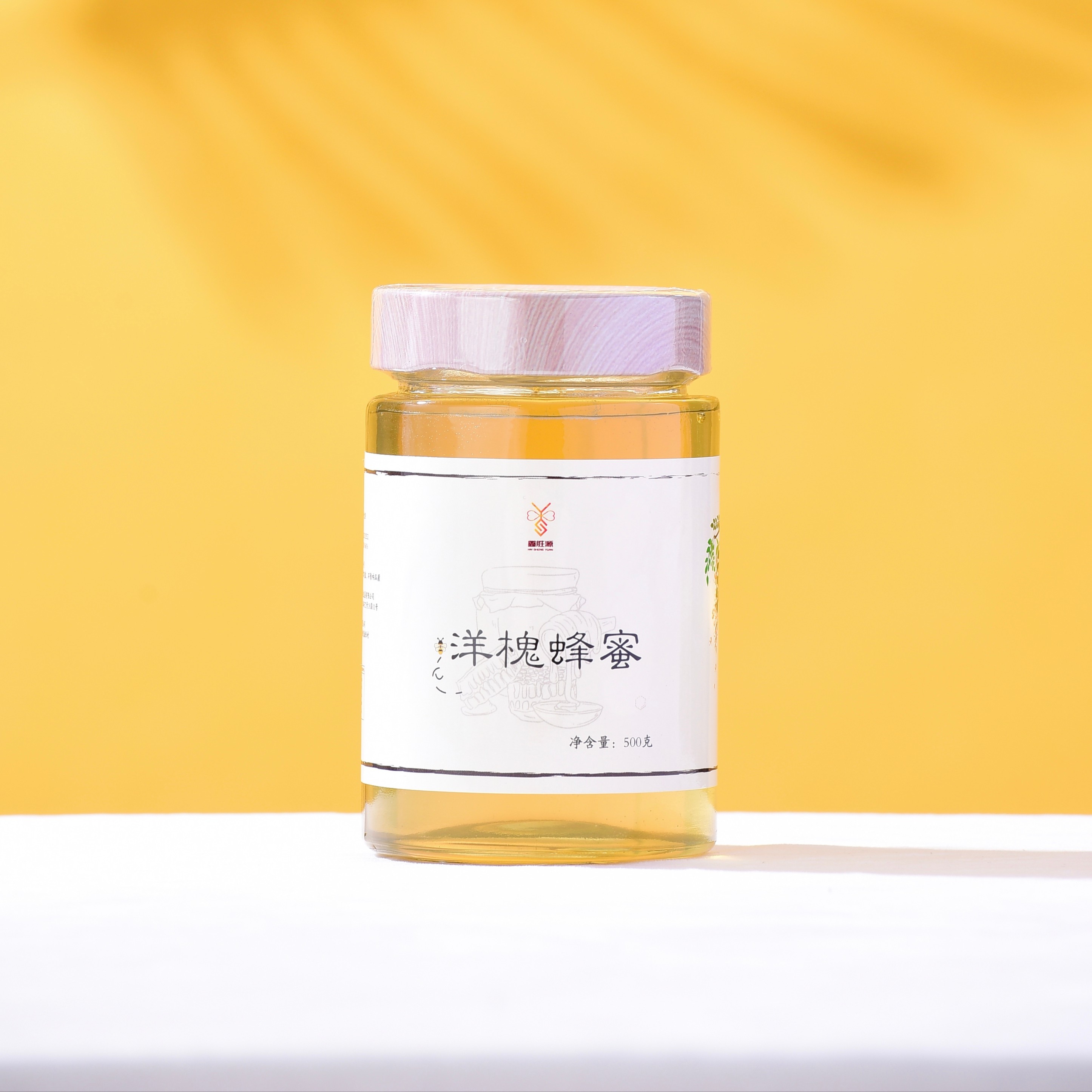 景莹鑫胜源洋槐蜂蜜500克玻璃瓶装，蜜源地陕西洋槐蜜食用